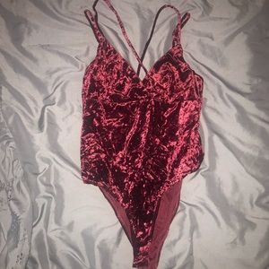 Velvet red bodysuit
